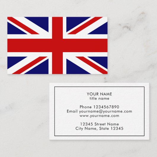 Modèle de carte de visite du pavillon Union Jack b (Devant / Derrière)