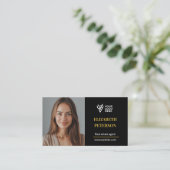 Modèle de carte de visite éditable moderne avec ph (Debout devant)