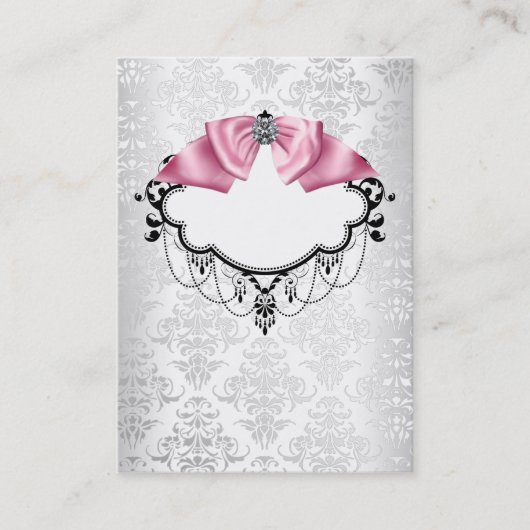 Modèle de carte de visite élégant en damas blanc (Devant)