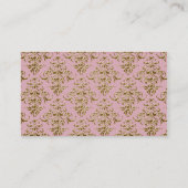 Modèle de carte de visite en damas rose et or (Dos)