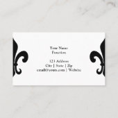 Modèle de carte de visite Fleur de lis | Noir (Dos)