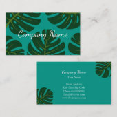 Modèle de carte de visite florale avec feuilles de (Devant / Derrière)