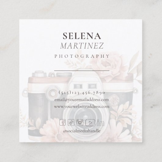 Modèle de carte de visite florale Boho (Dos)