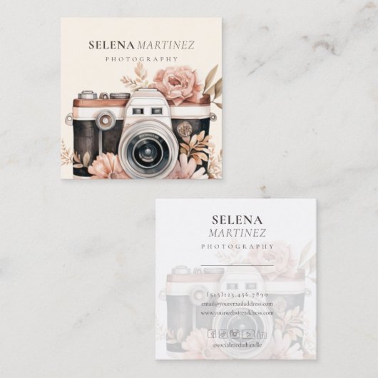 Modèle de carte de visite florale Boho (Devant / Derrière)