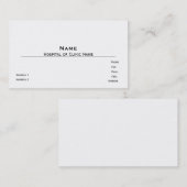 Modèle de carte de visite générique/non blanche (Devant / Derrière)