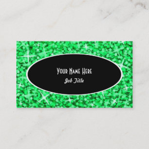Modèle de carte de visite Glitz Green Black Oval