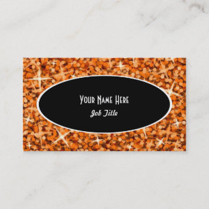 Modèle de carte de visite Glitz Orange Black Oval