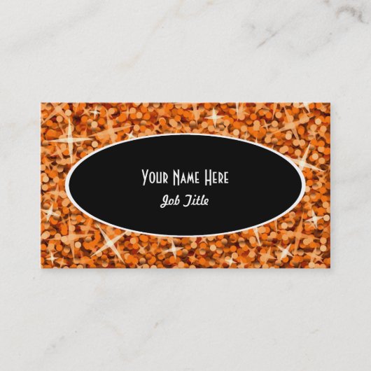 Modèle de carte de visite Glitz Orange Black Oval (Devant)