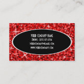Modèle de carte de visite Glitz Red Black Oval (Dos)