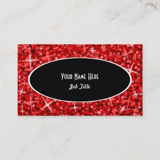 Modèle de carte de visite Glitz Red Black Oval (Devant)