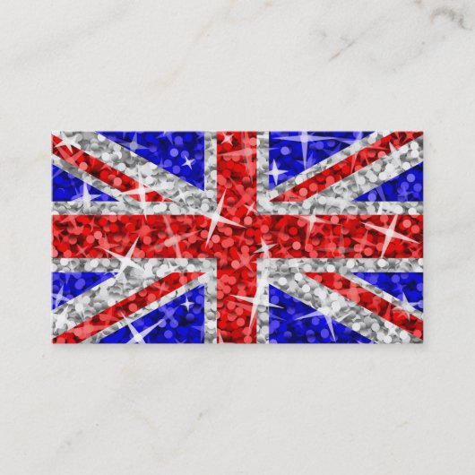 Modèle de carte de visite Glitz Royaume-Uni blanc (Devant)