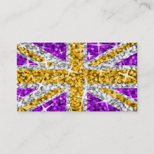 Modèle de carte de visite Glitz UK Gold blanc (Devant)