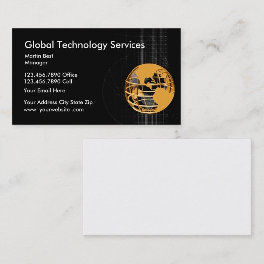 Modèle de carte de visite globale Technology Servi (Devant / Derrière)