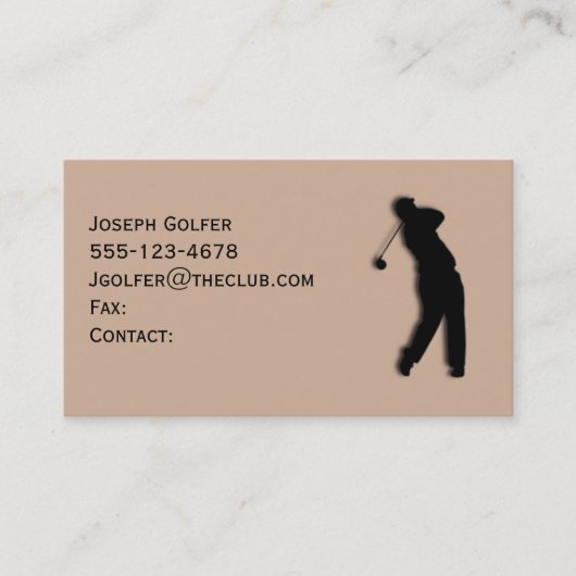 Modèle de carte de visite Golfer Tan (Devant)