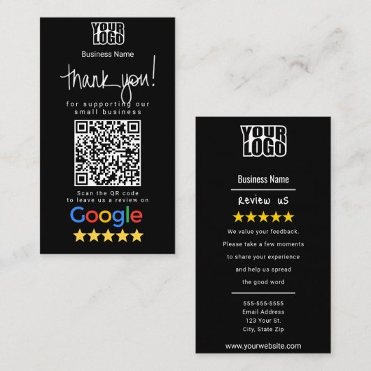Modèle de carte de visite Google Review (Devant / Derrière)