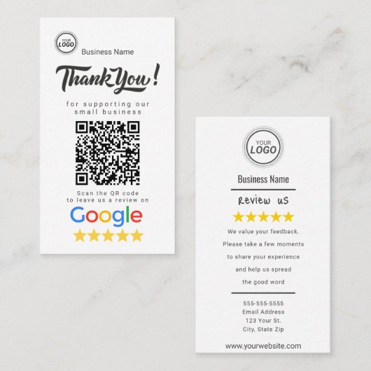 Modèle de carte de visite Google Review (Devant / Derrière)