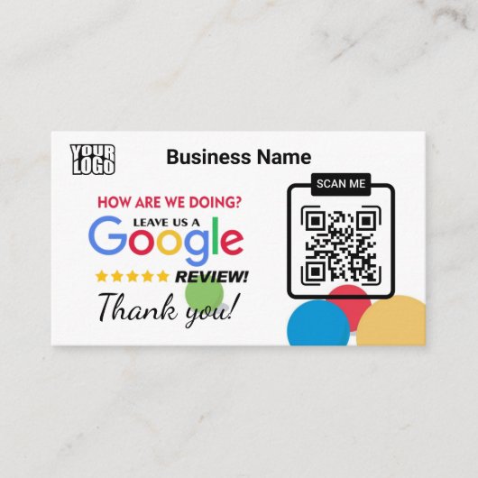 Modèle de carte de visite Google Review moderne (Devant)
