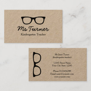 Modèle de carte de visite kraft lunettes enseignan