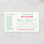 Modèle de carte de visite locale de tressage de ch (Dos)