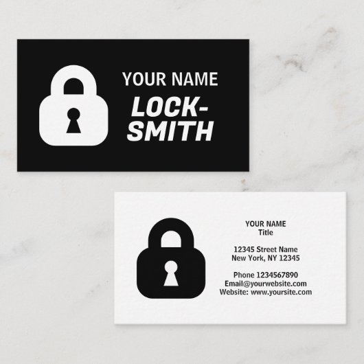 Modèle de carte de visite Locksmith avec logo cade (Devant / Derrière)