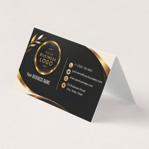 Modèle de carte de visite Luxe Noir Or Élégant