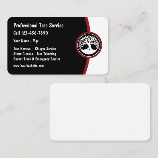 Modèle de carte de visite moderne Tree Service (Devant / Derrière)