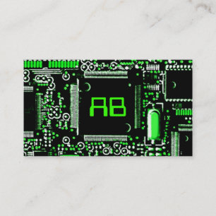 Modèle de carte de visite monogramme de circuit v