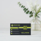 Modèle de carte de visite noir et vert citron mode (Debout devant)