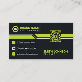 Modèle de carte de visite noir et vert citron mode