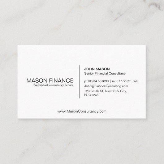 Modèle de carte de visite personnalisable blanc si (Devant)