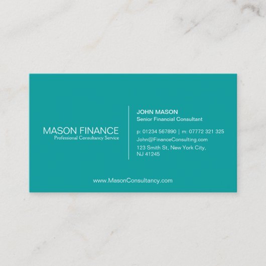 Modèle de carte de visite personnalisable Turquois (Devant)