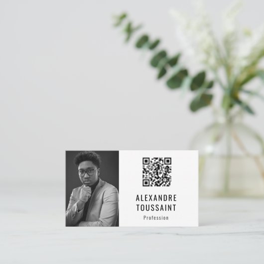 Modèle de carte de visite Portrait & QR Code (Debout devant)