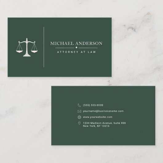 Modèle de carte de visite pour avocat de luxe (Devant / Derrière)