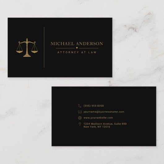 Modèle de carte de visite pour avocat de luxe (Devant / Derrière)