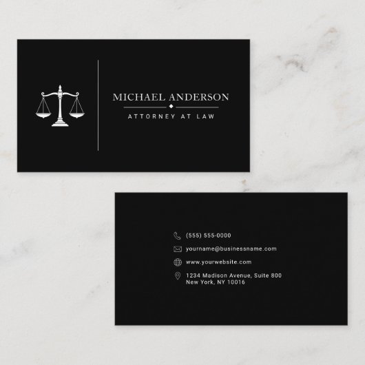 Modèle de carte de visite pour avocat de luxe (Devant / Derrière)