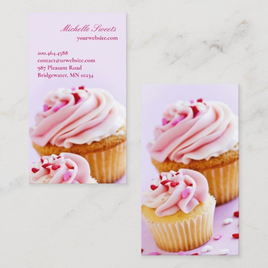 Modèle de carte de visite pour cupcakerie (Devant / Derrière)