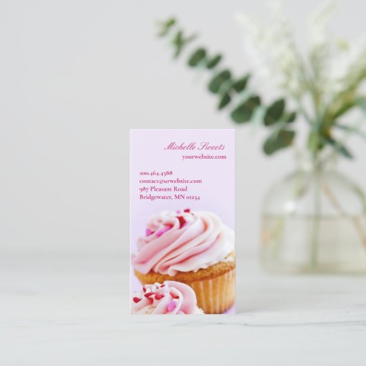 Modèle de carte de visite pour cupcakerie (Debout devant)