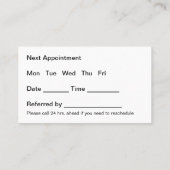 Modèle de carte de visite pour dentiste classique (Dos)