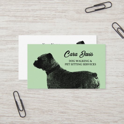 Modèle de carte de visite pour la marche des chien (Devant/Arrière en situation)