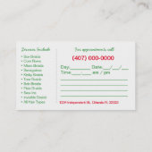 Modèle de carte de visite pour l'apaisement des ch (Dos)