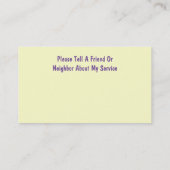 Modèle de carte de visite pour les aidants naturel (Dos)