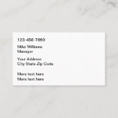 Modèle de carte de visite pour services automobile (Dos)