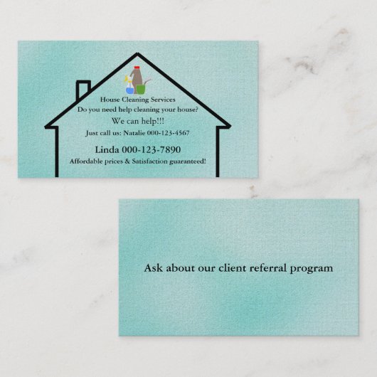 Modèle de carte de visite pour services de nettoya (Devant / Derrière)