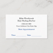 Modèle de carte de visite pour un rendez-vous d'at (Dos)