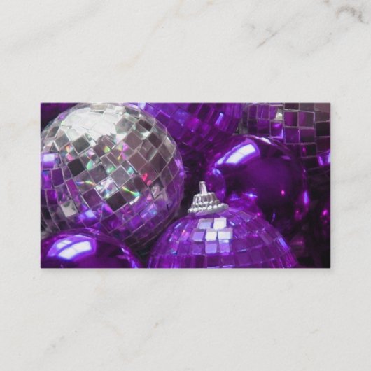Modèle de carte de visite Purple Baubles noir (Devant)