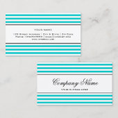 Modèle de carte de visite rayée bleu turquoise (Devant / Derrière)