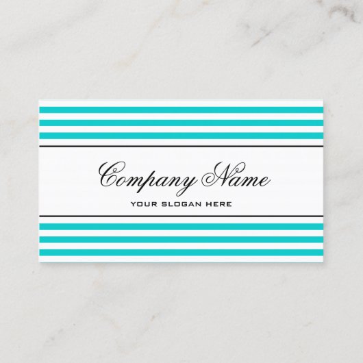 Modèle de carte de visite rayée bleu turquoise (Dos)