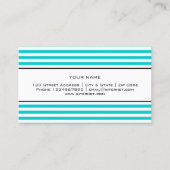 Modèle de carte de visite rayée bleu turquoise (Devant)