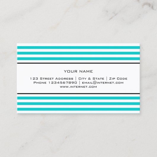 Modèle de carte de visite rayée bleu turquoise (Devant)