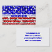 Modèle de carte de visite rayée Glitz USA blanc (Devant / Derrière)